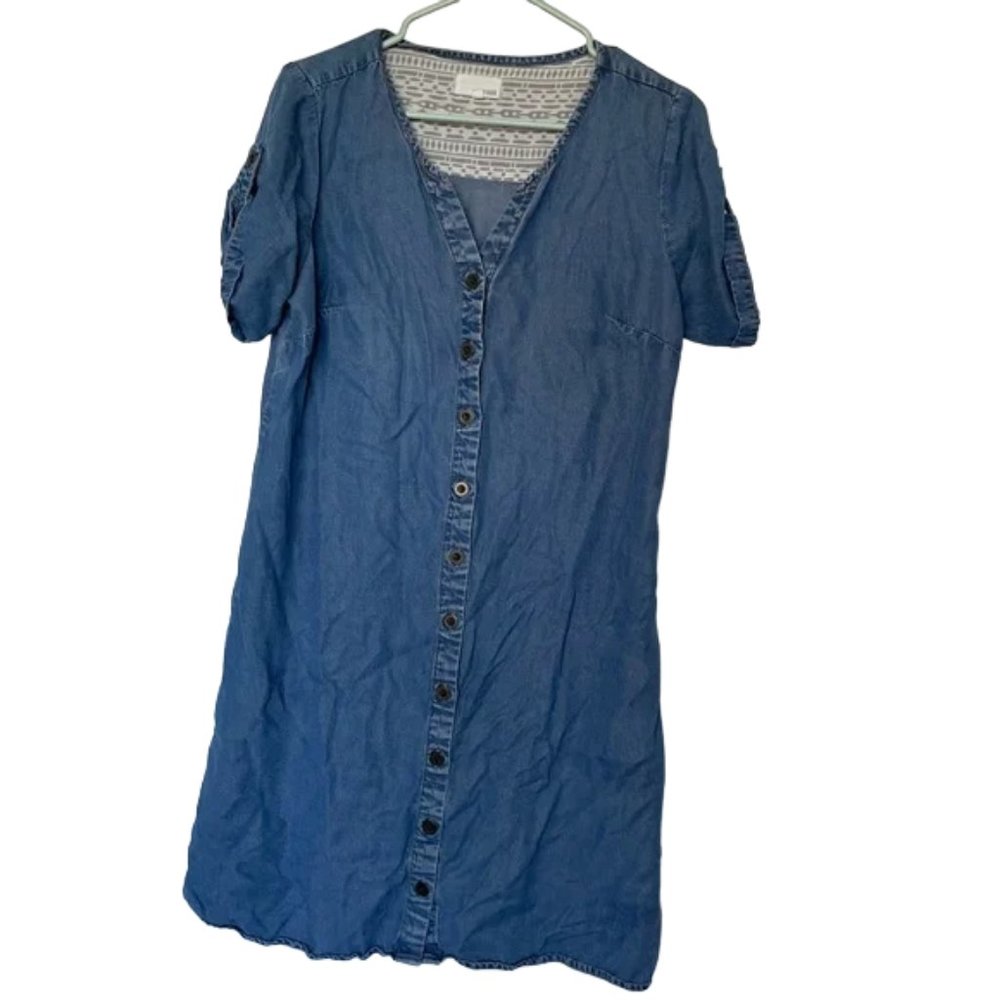 Dept222 Women's PM light Denim button up dress Lyocell Sheath lightweight